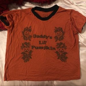 daddy’s little pumpkin eye candy shirt. very cute, great for halloween time.